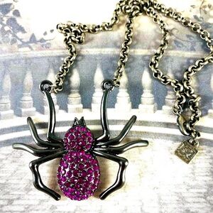 Sparkle Spider Necklace with Fuchsia crystals